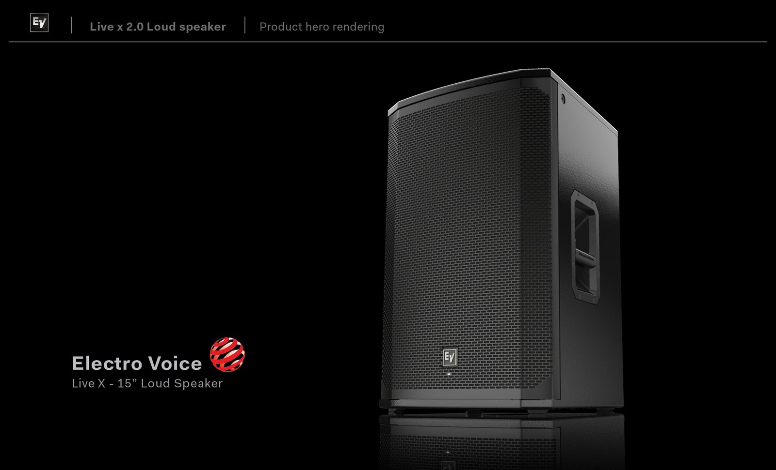 Electro-Voice Live X fifteen inch loud speaker product rendering on black