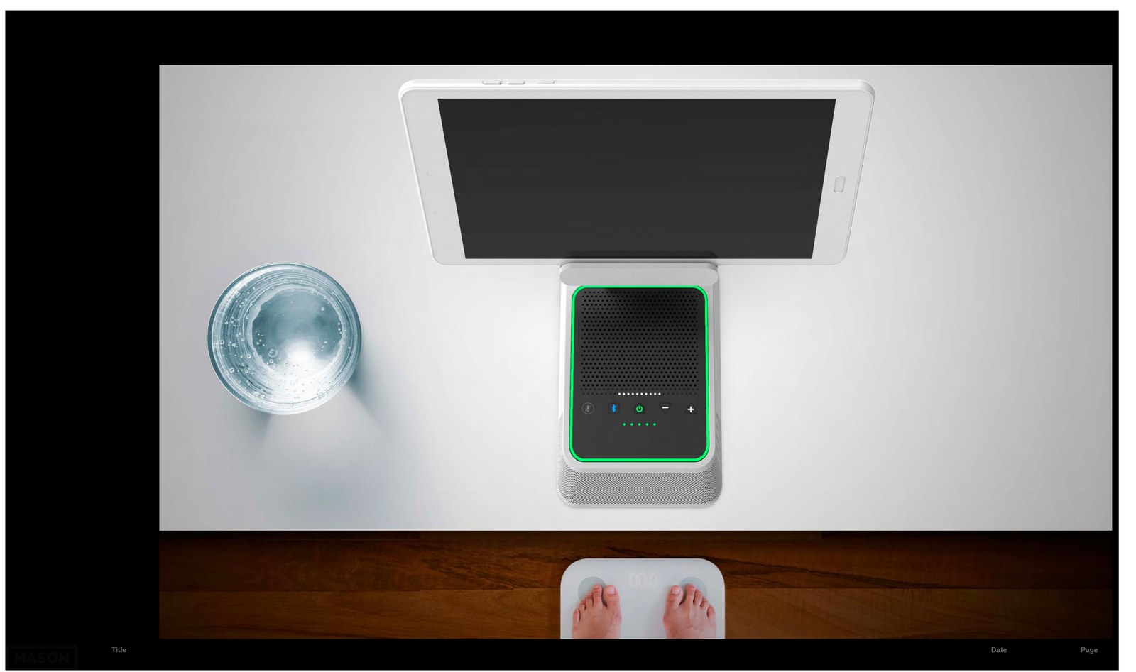 Top view visualization of the patient dock with an illuminated status ring