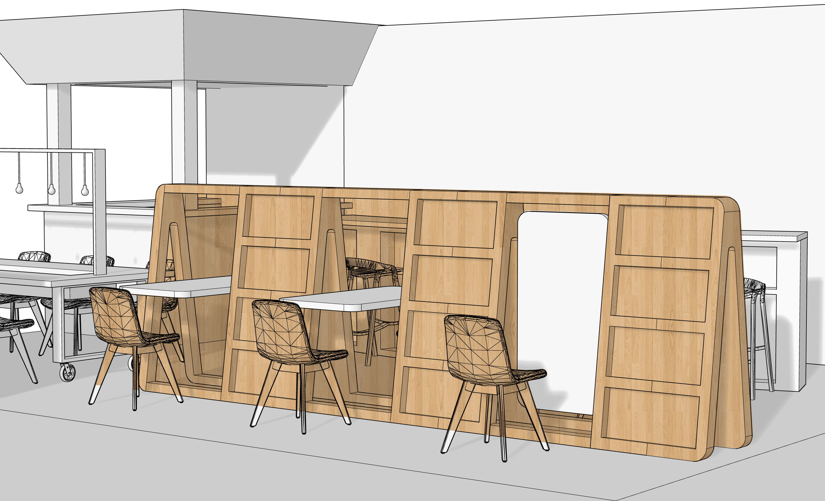 Beauty consultation and nail testing stations arranged in a department store