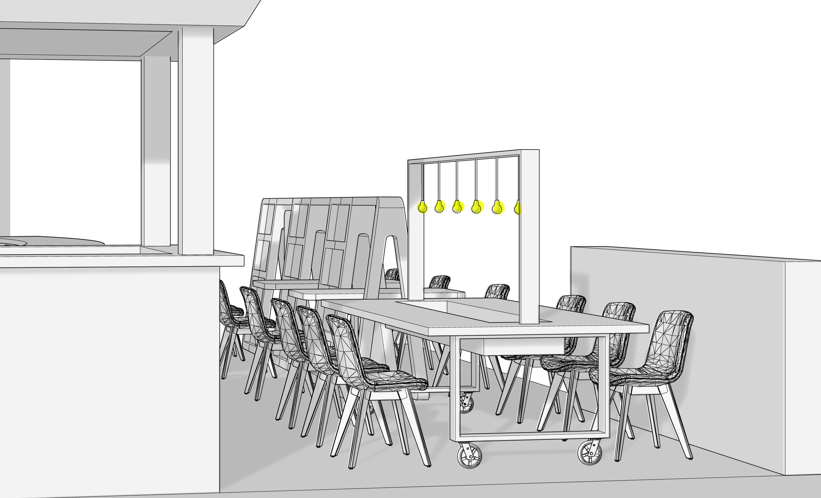 Central nail-color testing table with integrated product presentation